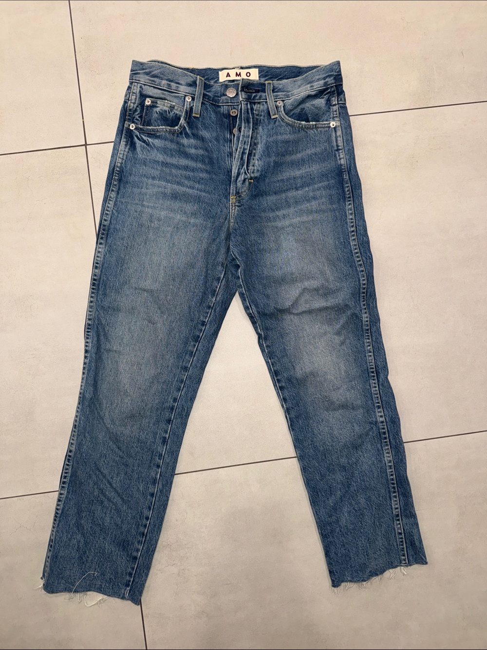 AMO Women’s Mid Wash Straight Jeans